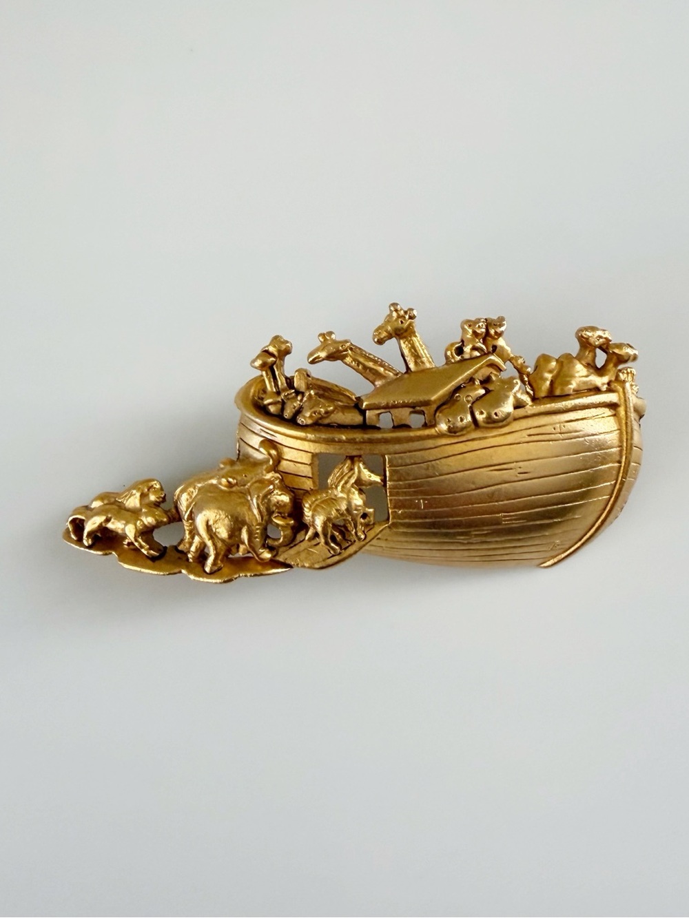 Vintage A.J.C Noah’s Ark Gold Tone Large Brooch